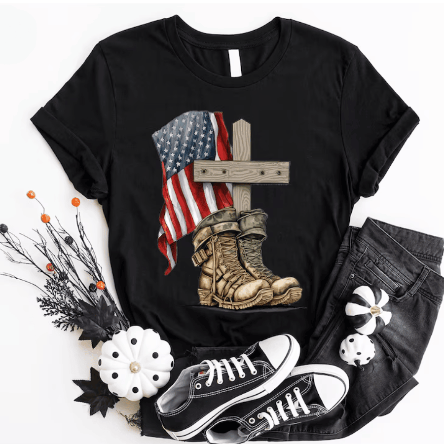 PREMIUM AMERICAN FLAG BOOTS T-SHIRT NDM